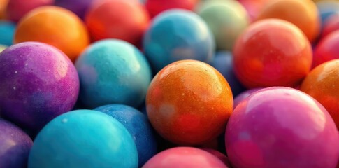 Vibrant, colorful balls create an abstract background perfect for websites, presentations, or design projects Various sizes and textures add visual interest and depth , art, fun