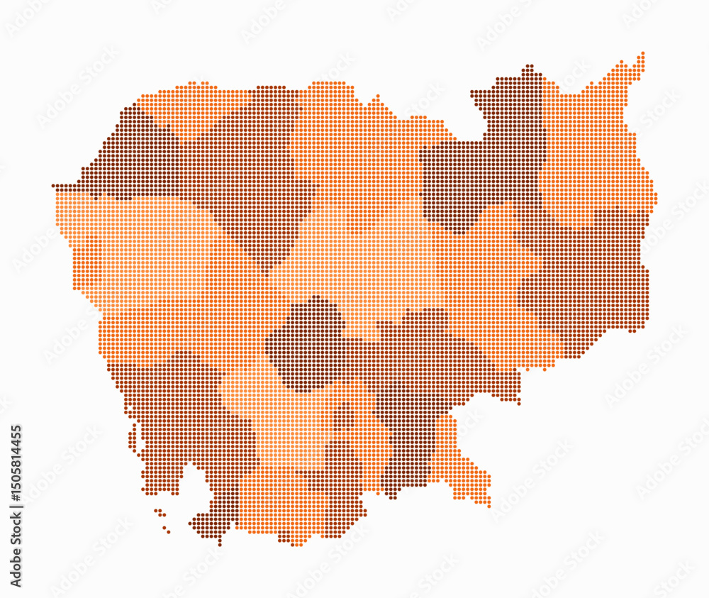 Poster cambodia dotted map. digital style map of the country on white background. cambodia shape with circl