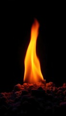 A single, smoldering ember glows intensely against a stark black background, isolated and alone, representing the feeling of being fired and alone , light, abandoned