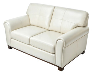 Fototapeta premium Genuine leather loveseat sofa adds elegance to any space., PNG on transparent background
