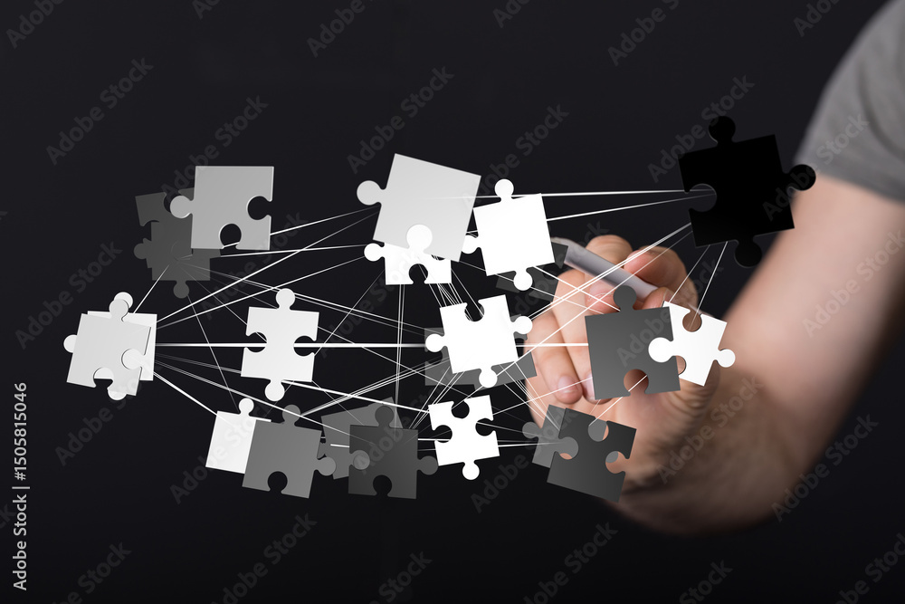 Poster visual representation of problem-solving, teamwork, and strategic planning. ideal for business and t