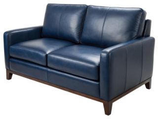 Genuine leather loveseat sofa adds elegance to any space., PNG on transparent background