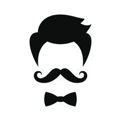 Stylish man silhouette mustache bow tie hair