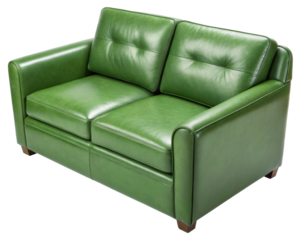 Genuine leather loveseat sofa adds vibrant charm to any space., PNG on transparent background