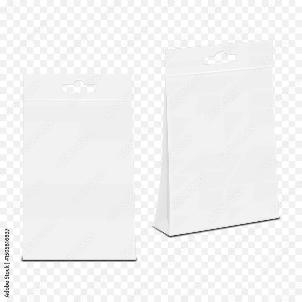Canvas Prints white blank folding paperboard carton flat bottom triangle box with euro hole. realistic 3d vector m