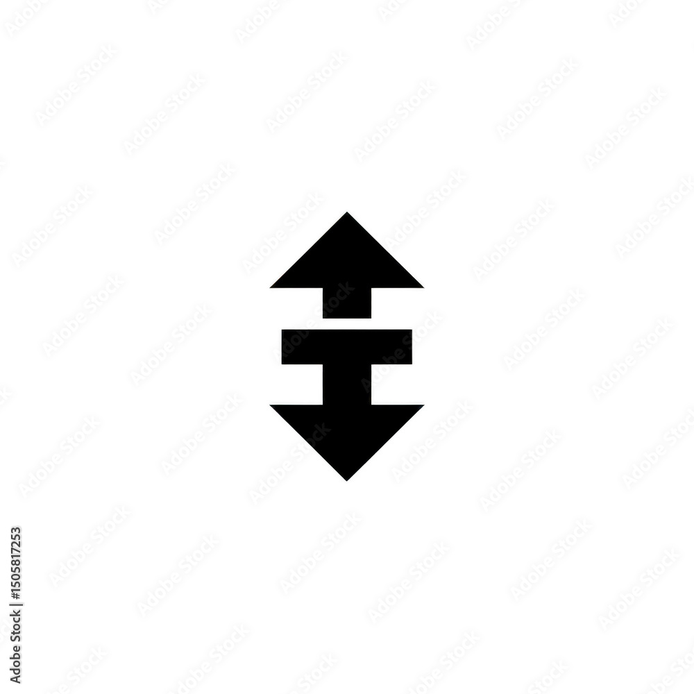 Poster this features black double arrow icon pointing up and down, symbolizing vertical movement or resizin