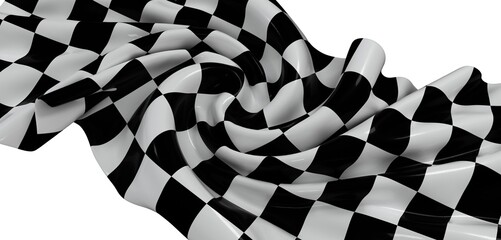 Close-up of a dynamic checkered flag. Perfect for racing, speed, competition themes.