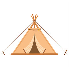 Cozy tan teepee tent camping outdoors adventure