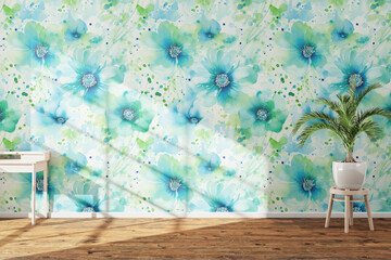 white wall with flowers