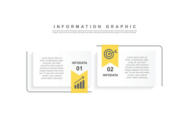 2 step infographic process with two choice paper and line for business 