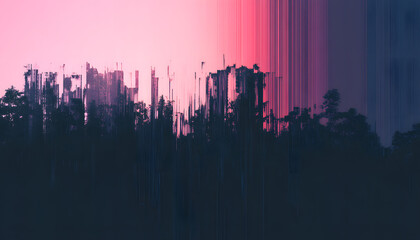 Fototapeta premium abstract glitch landscape texture modern art vertical stripes soft lighting high contrast broken digital error background