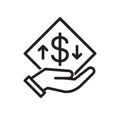 Modern Financial Icon – Dollar Symbol with Arrows, Geometric Design