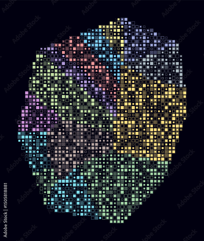 Poster nauru, shape of the country build of colored cells. digital style map of the nauru on dark backgroun
