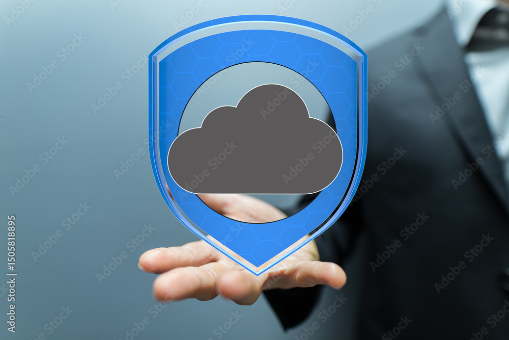 Poster safeguard your data with robust cloud security. protect sensitive information.
