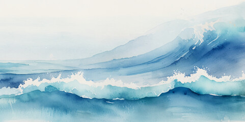 Vector ocean wave line blue and white background. Ocean sea art with natural template. Seamless soft blue ocean pattern wave water background.  © Vactor Viky