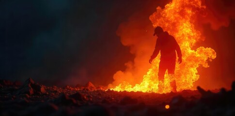 Intriguing, shadowy silhouette of a fiery, glowing object in the darkness; heat radiating, mystery unfolding A sense of hidden power and dangerous allure , occult, blazing, intense