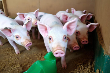 Adorable Piglets Exploring Their Cozy Enclosure with Curiosity and Playfulness
