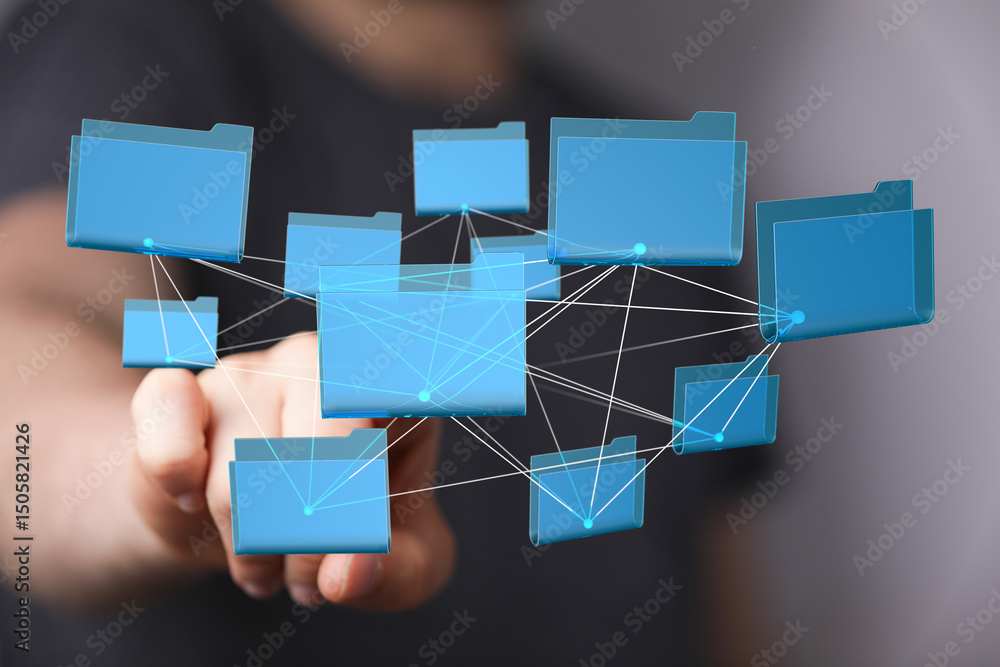 Poster efficiently manage and share files across networks. boost collaboration and data security.