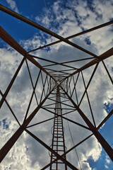 telecommunication radio tower antenna future broadband concept satellite connect clouds
