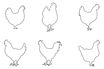 hen chicken silhouette set liner hen silhouette design eps 10
