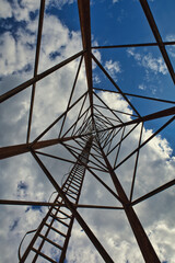 telecommunication radio tower antenna future broadband concept satellite connect clouds

