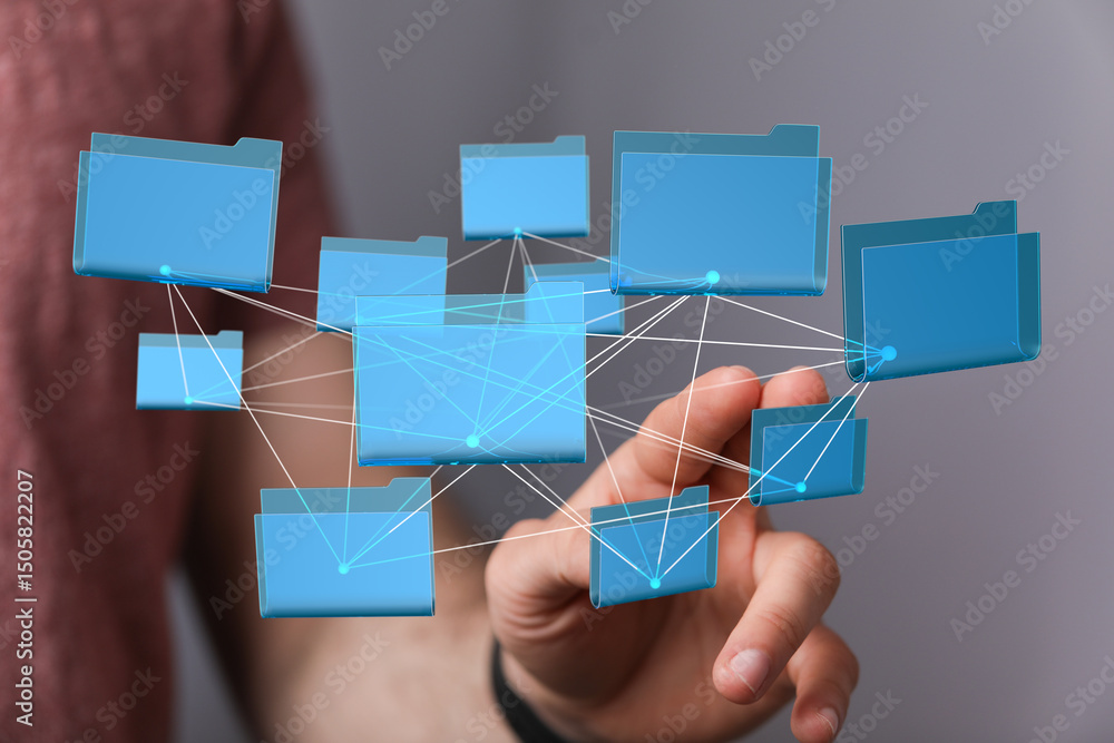 Leinwandbilder seamless data sharing and collaboration. visual representation of connected files.