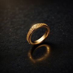 wedding rings on a black background
