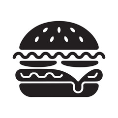 Black burger silhouette icon. Burger vector illustration eps 10 