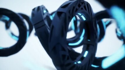 3d rings wave motion with glowing blue lights, 4k seamless corporate background loop HD Quality. abstract futuristic background animation of dark.