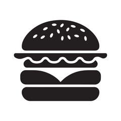 Black burger silhouette icon. Burger vector illustration eps 10 