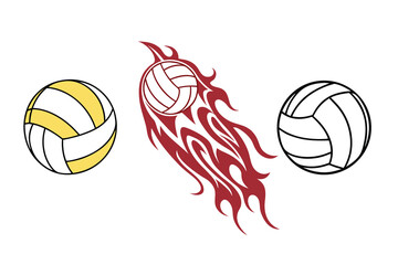 Volleyball Icon, Hot volleyball fire Vector silhouette illustration