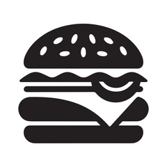 Black burger silhouette icon. Burger vector illustration eps 10 