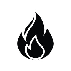 Clean minimalist fire silhouette icon isolated on white background