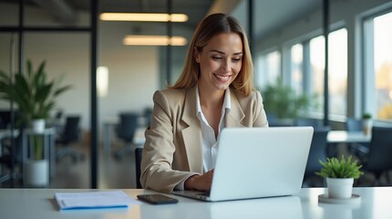 businesswoman working on laptop