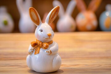 Ostern - Osterhase aus Keramik auf Holz