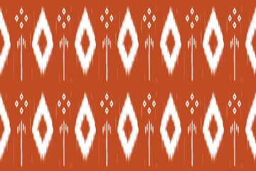 Seamless tribal ikat background in burnt orange. Use in packaging, wall art, or modern boho-style digital decor.