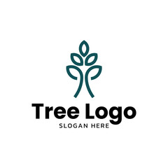 Obraz premium Minimalist tree icon logo vector illustration design. Simple minimalist environment, nature, ecology logo concept.