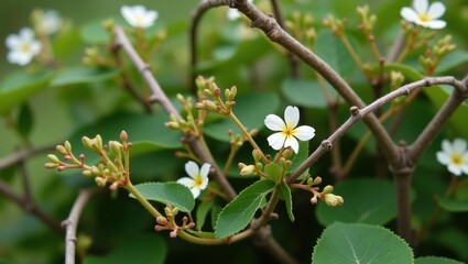 Fototapeta premium Blooming wildflowers amidst lush greenery in a nature reserve close-up photography vibrant spring environment
