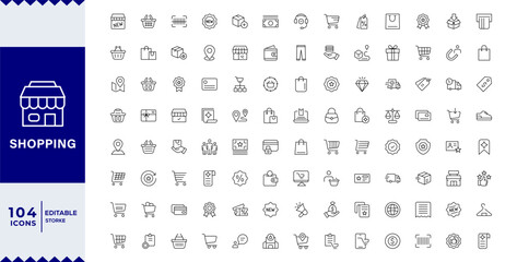 Pixel Perfect,Shopping thin line icons set. Shopping, E-Commerce, Shop, Payment editable stroke icons collection. Online Shopping symbols set.