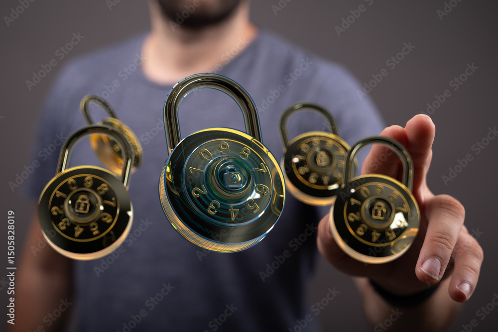 Aufkleber Protecting your information with strong passwords and multi-factor authentication.