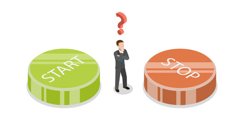 Plakat 3D Isometric Flat Illustration of Difficult Choice, Dilemma of Making Decision
