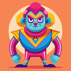 Angry Retro Futuristic Robot Character Illustration