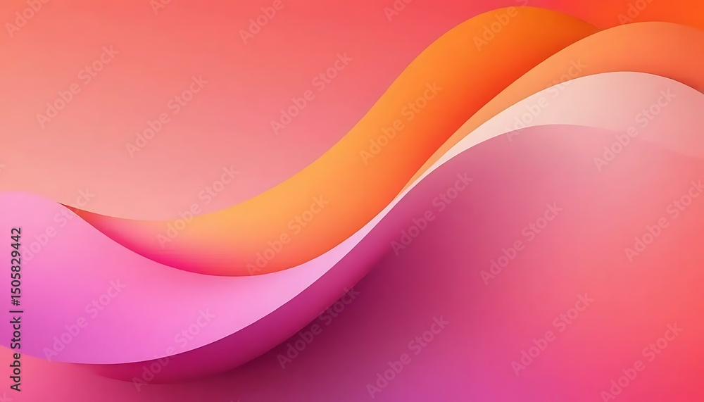 Aufkleber fluid abstract gradient art featuring smooth waves with orange and pink hues creating depth.