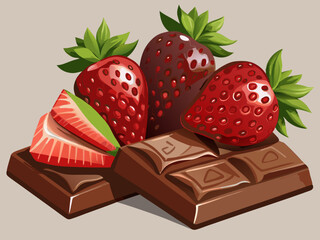 Fresh Strawberries and Milk Chocolate Bar Delicious Dessert