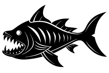 Aggressive Black and White Fish Illustration Design