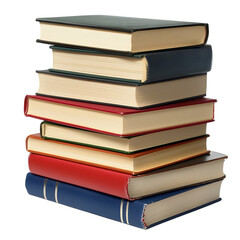 A stack of colorful books isolated on a white background