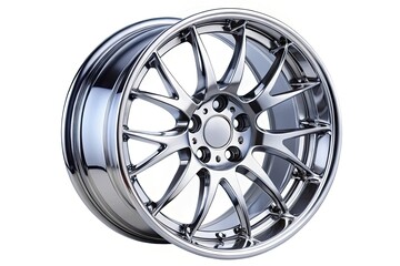 Fototapeta premium Chrome Car Wheel Rim Isolated on White