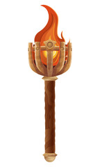 detailed vector illustration showing of fantasy and ancient torch isolated on white background