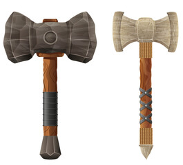 detailed vector illustration showing of fantasy and ancient weapons hammer isolated on white background