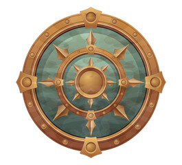 detailed vector illustration showing of fantasy and ancient weapons shield isolated on white background